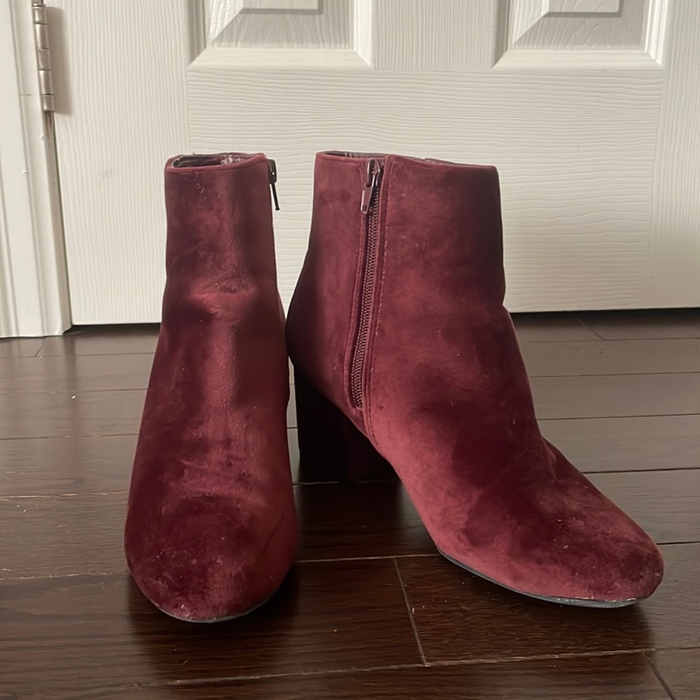 maroon ankle boot